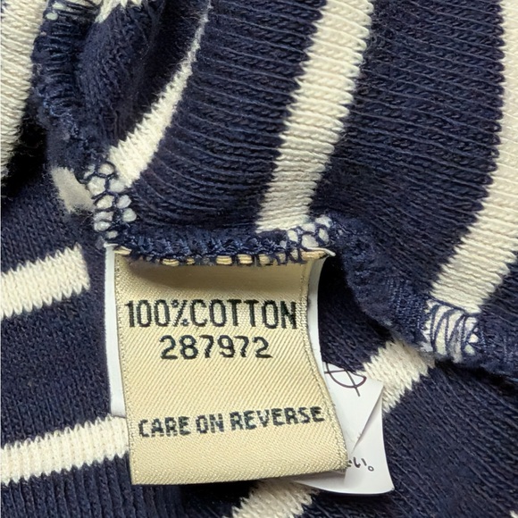L.L.Bean Navy White Striped Cotton Long Sleeve Top L Petite - Picture 4 of 6